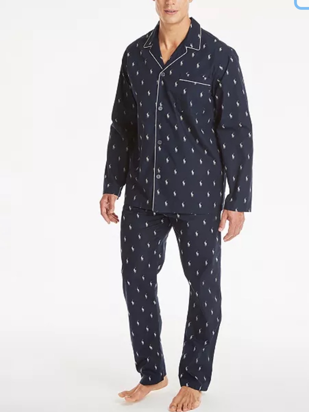 Polo by Ralph Lauren Navy Shirt White Pony Motif cotton pajama set 2X